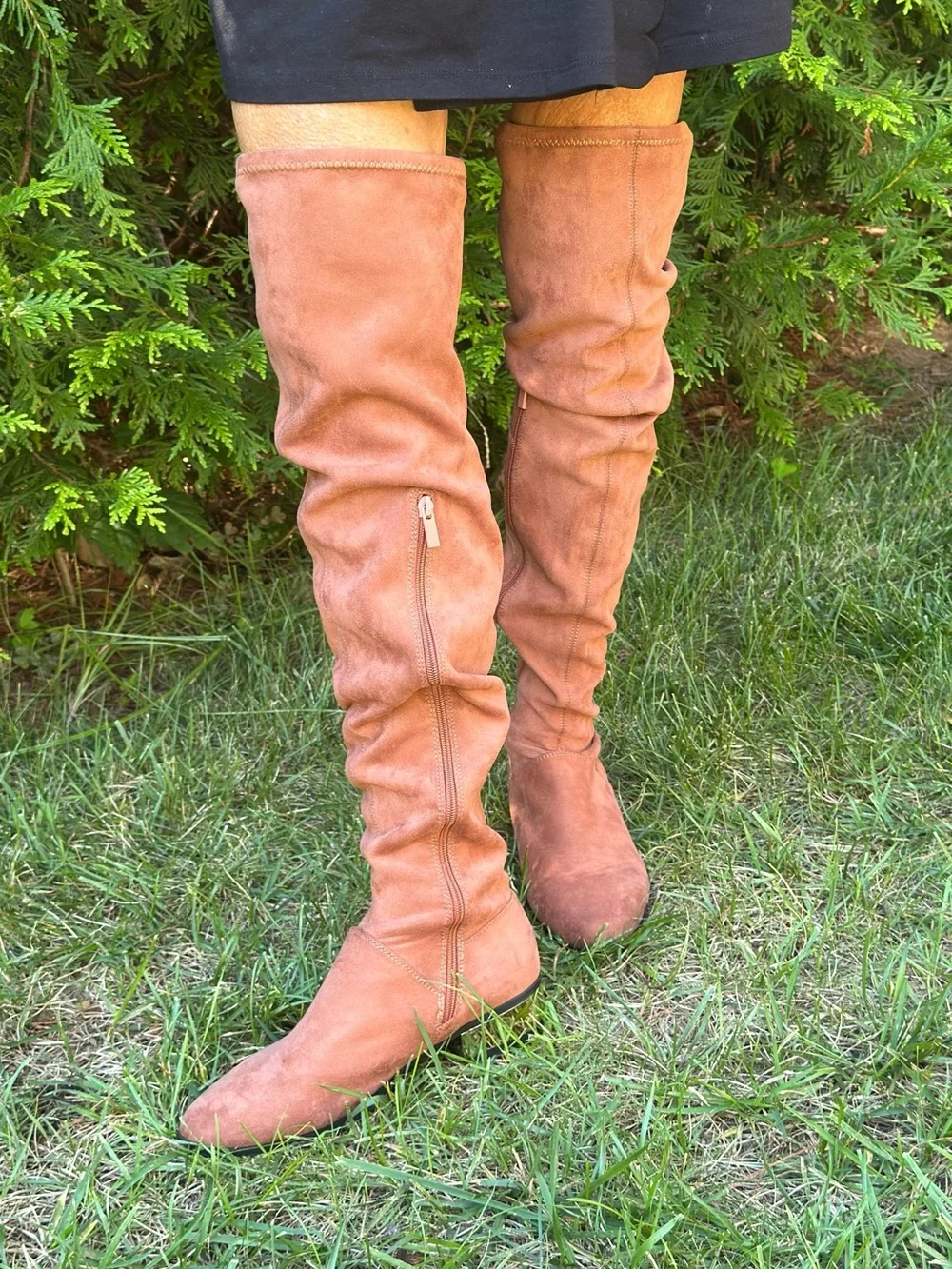 Over-the-Knee or not ,faux suede boots rust color size 9
